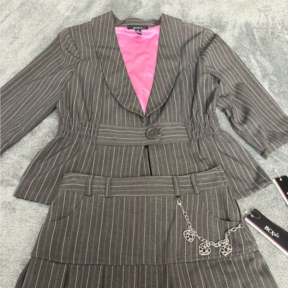 BCX girl brand new Gray & Pink Striped Suit